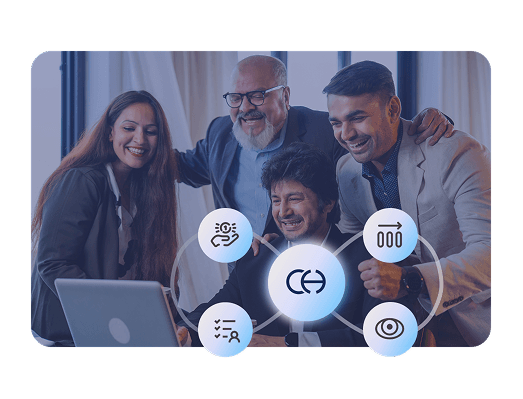 An image showing a cheerful RCM team after successfully implementing revenue cycle management automation